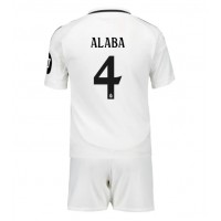 Camisa de Futebol Real Madrid David Alaba #4 Equipamento Principal Infantil 2024-25 Manga Curta (+ Calças curtas)